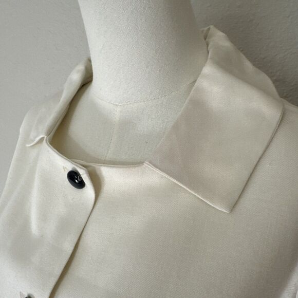 Vintage Dress Two Tones Button Up Plaid Solid Cream Blue Size S - Picture 5 of 16